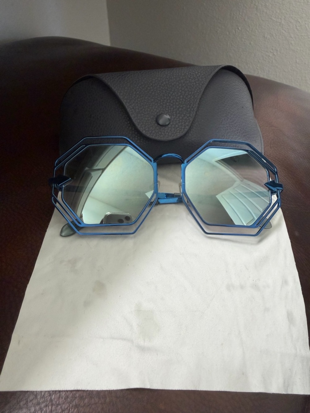Karen Walker Geometric Octagon Blue Women's Fashion Sunglasses